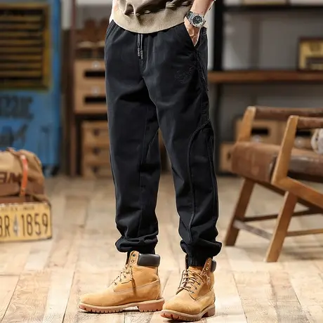 舒适休闲裤100%精棉碳素磨毛复古风阿美咔叽风格百搭潮流工装裤图片