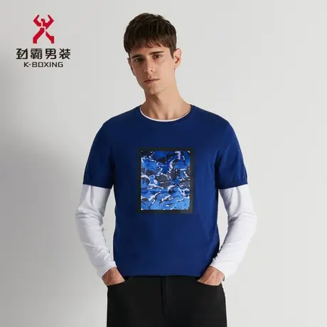 劲霸男士夏季纯棉顺滑透气圆领短袖T恤男半袖体恤FTTD1578商品大图