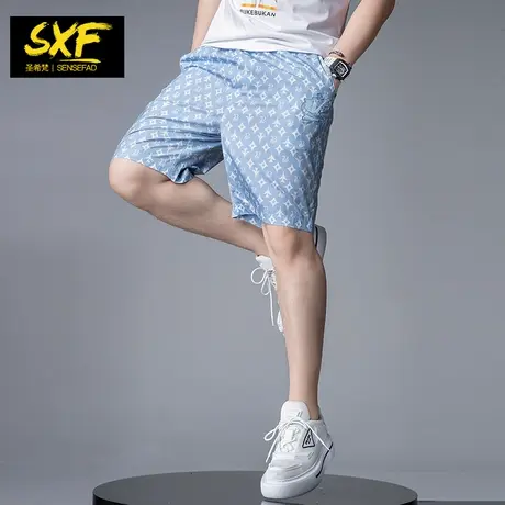 SXF圣希梵男士短裤潮牌 印花沙滩裤冰丝速干裤子新款休闲五分裤男商品大图