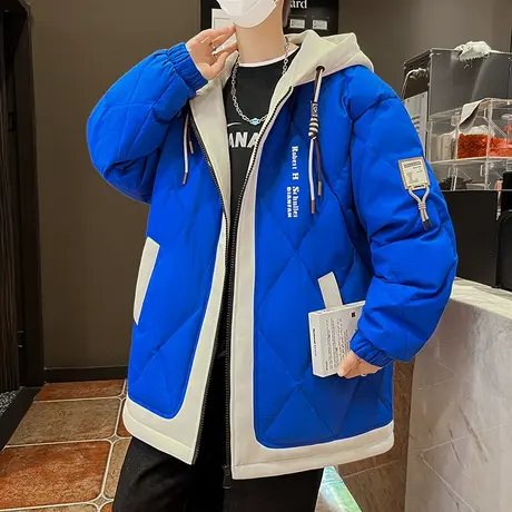 棉衣外套男士冬季加厚保暖潮牌连帽帅气大童男款学生羽绒棉服男装图片