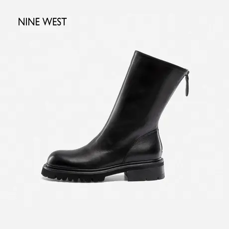 Nine West/玖熙中筒靴女2023年秋冬新款时装靴牛皮靴子中跟瘦瘦靴商品大图