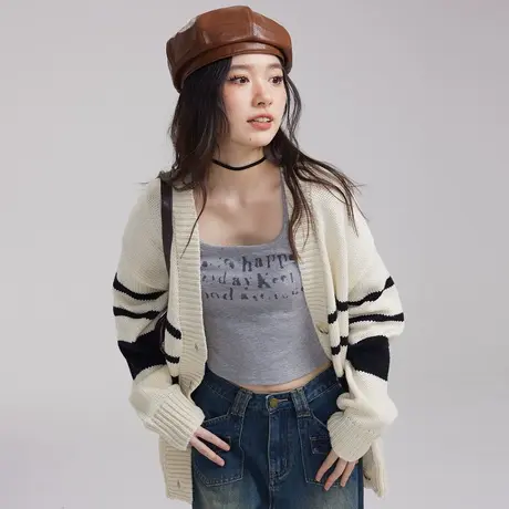 中长款韩系高级感超好看毛衣女秋冬2023新款外穿慵懒针织开衫外套商品大图