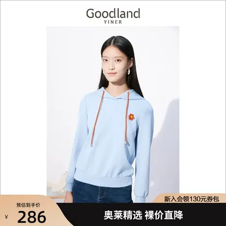 音儿美地女装2022秋季新款长袖连帽套头毛衣针织衫商品大图