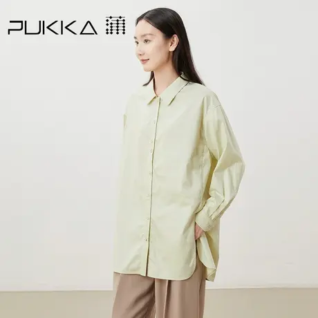 蒲PUKKA 莫兰迪飒雅风衬衫女春夏宽松休闲长袖衬衣图片