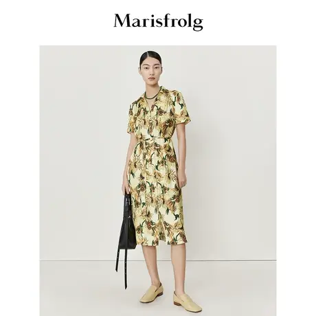 【桑蚕丝】玛丝菲尔22夏新款梵高向日葵高级感连衣裙图片