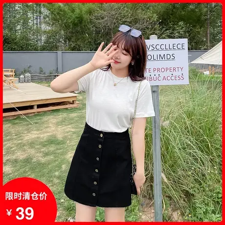 【清仓】新款大码胖MM女上衣纯色显瘦宽松休闲百搭胖妹妹针织T恤图片