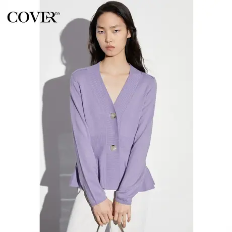 COVER春季羊毛混纺葱纱荷叶A摆弹针织衫商品大图