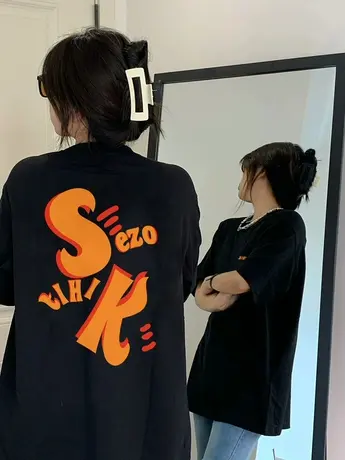 美式复古短袖t恤女夏装2024年新款高街潮牌情侣体恤宽松纯棉上衣图片