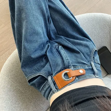 高腰阔腿牛仔裤女秋冬2023年新款显瘦高街垂感拖地直筒宽松裤子潮图片