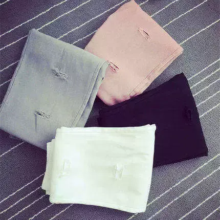 春季2024新款韩版破洞打底裤薄款外穿裤子小脚黑色九分女裤百搭夏商品大图