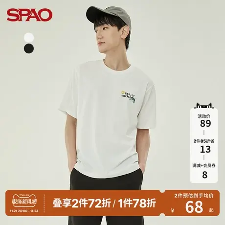 SPAO男士T恤夏季新款圆领大印花短袖T恤SPRPC24H15商品大图