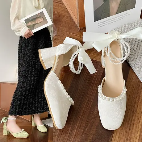 汉服鞋子女夏季民族风玛丽珍鞋粗跟仙女单鞋旗袍鞋古风包头凉鞋女商品大图