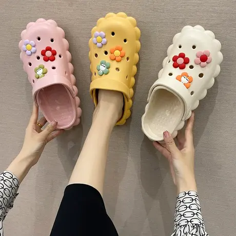 护士洞洞鞋女ins潮包头夏防滑厚底沙滩2024年新款可爱凉拖鞋外穿商品大图