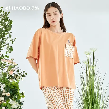 好波睡衣女短袖短裤休闲大码宽松春夏家居服外穿时尚睡衣HJZ2331商品大图
