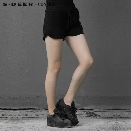 sdeer圣迪奥女装亚力克装饰女士休闲短裤S15380995商品大图