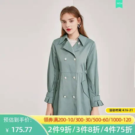 秋水伊人秋季女士风衣外套宽松收腰中长款显瘦Q772图片