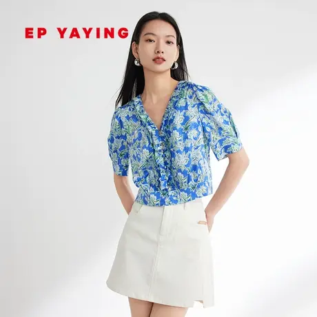 [真丝系列]EP YAYING雅莹女装 碎花扭结衬衫 2023新款2212A图片
