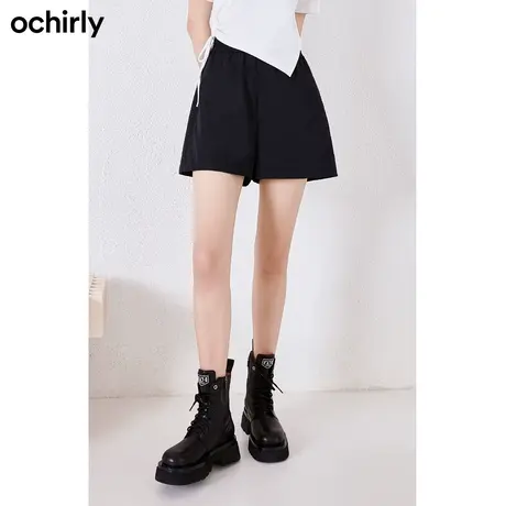 【呼呼严选专享】黑标系列 欧时力运动短裤女新款秋装抽绳高腰显图片