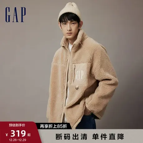 【断码优惠】Gap男装冬季新款LOGO珊瑚绒保暖立领夹克外套891978图片
