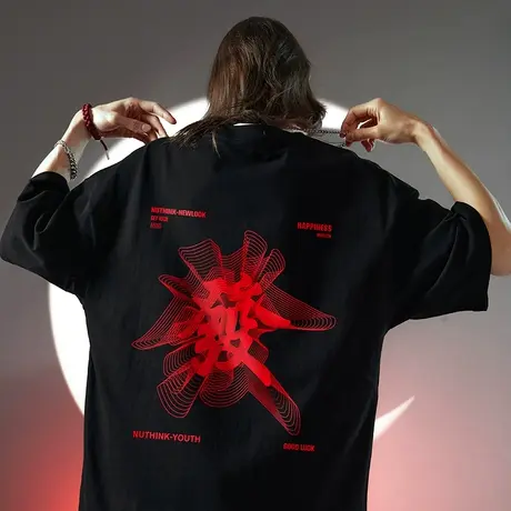 Nuthink国潮宽松潮流oversize发财t恤男短袖潮牌大码男款上衣夏季商品大图