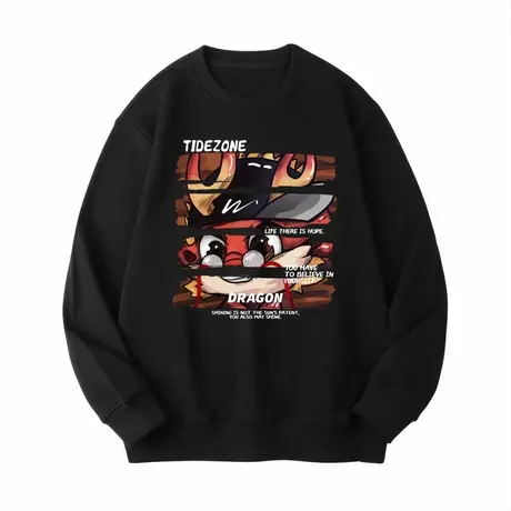 Ohlyah手绘拼接本命年小龙人卡通中性风圆领重磅卫衣男女纯棉外套商品大图