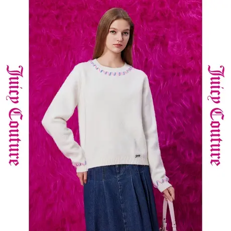 Juicy Couture橘滋秋季装女装年新款线之记忆金属牌圆领毛衣商品大图