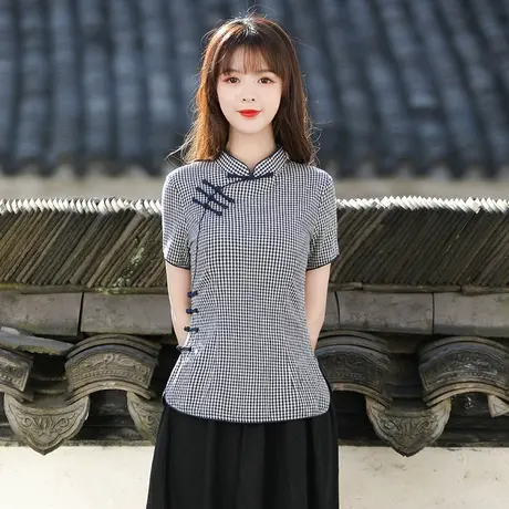 筠雅改良唐装上衣旗袍上衣夏佛系女装年轻款复古中国风中式女装商品大图