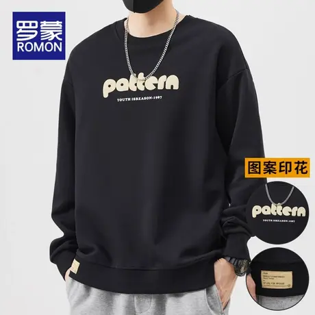 罗蒙卫衣秋季男款2023新款春秋款圆领长袖上衣男潮流百搭男士衣服图片