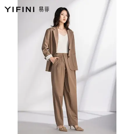 Yifini/易菲简约高级感休闲西裤女长裤垂感遮肉显瘦春秋新款商品大图