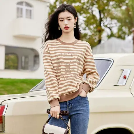 时尚休闲气质加绒套头卫衣商品大图