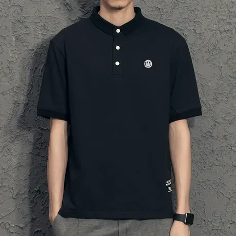 夏季绣标polo衫短袖男港风潮牌2022新款半袖上衣韩版潮流翻领t恤商品大图