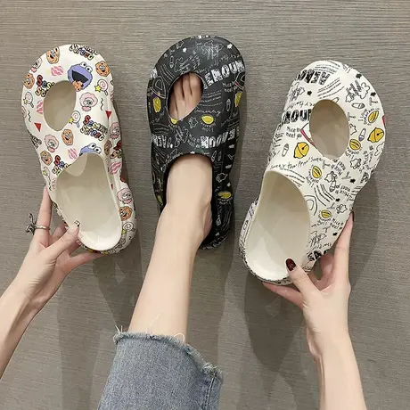 ins潮包头洞洞厚底凉拖鞋女新款夏时尚卡通外穿网红沙滩老爹拖鞋商品大图