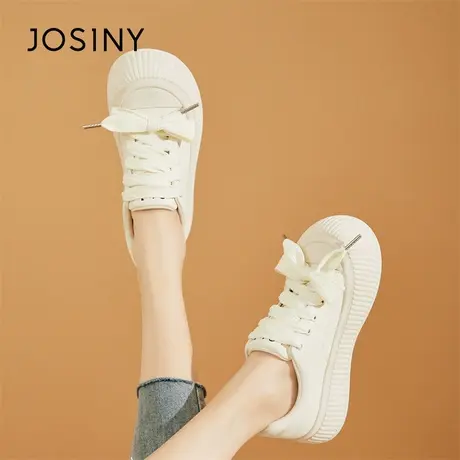 Josiny/卓诗尼大头小白鞋女款2024新款春季百搭小众运动休闲板鞋商品大图