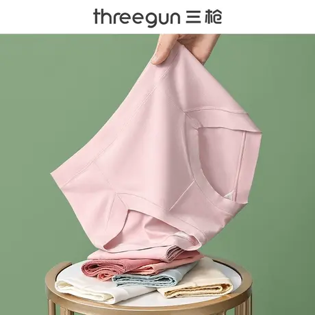 三枪纯棉内裤女中腰抑菌桑蚕丝底裆包臀中高腰透气女士三角短裤头图片