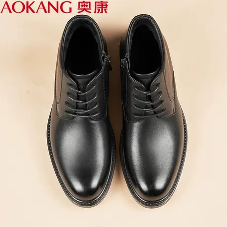 奥康棉鞋男2024新款男鞋高帮保暖加绒真皮英伦棉皮鞋真皮冬季加厚图片