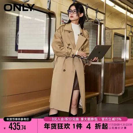ONLY2023冬季新款潮流休闲双排扣中长款风衣外套女|123136020商品大图