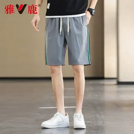 雅鹿夏季2025新款速干休闲短裤男款运动五分裤织带宽松运动裤男士图片