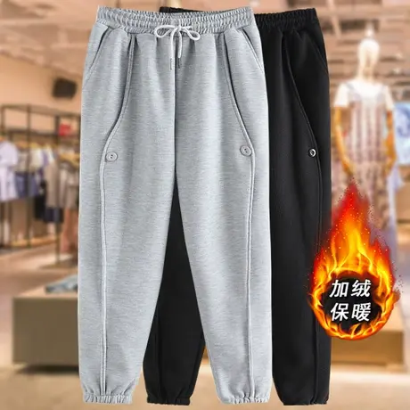 40-50岁妈妈装冬装加绒运动裤子洋气休闲加肥加大码女装加厚卫裤商品大图