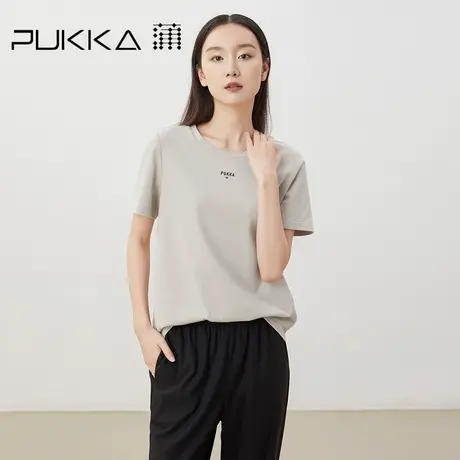 蒲PUKKA 原创设计女装2023夏季新品经典圆领修身显瘦短袖T恤图片