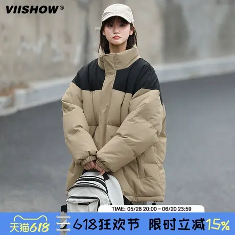 VIISHOW美式拼接棉服男2024新款冬加厚保暖棉袄外套大码高级感棉图片