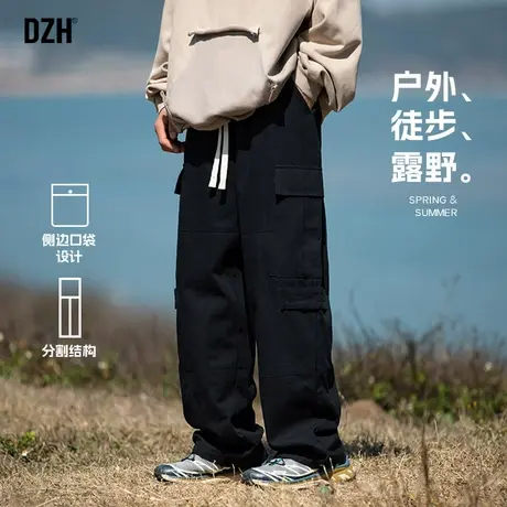 男士黑色直筒工装裤男春秋男裤2025新款纯棉裤子男款拖地裤休闲裤商品大图