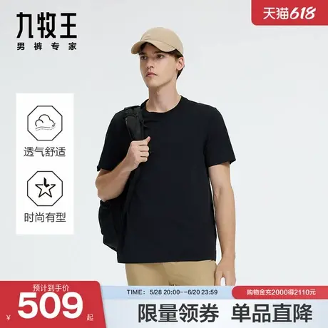 [商场同款]九牧王男装JT2D18237短袖T恤24年秋款舒适百搭上衣图片