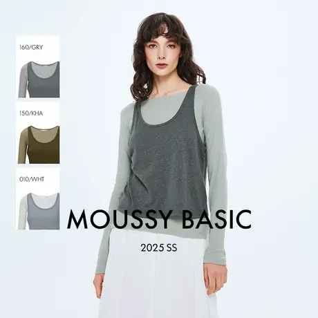 MOUSSY 2025夏季新品慵懒感两件套叠穿打底针织上衣028ISZ80-0471商品大图