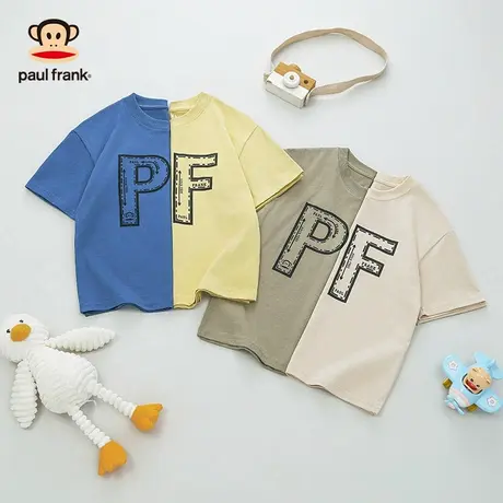 大嘴猴儿童字母印花短袖T恤纯棉夏季宽松休闲韩版百搭男童上衣潮图片