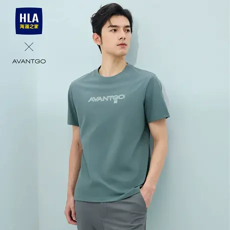 HLA/海澜之家轻商务经典短袖T恤2025夏季新款圆领凉感透气上衣男图片