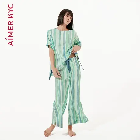 爱慕NYC家居服女士特伊亚侧开叉八分裤睡裤可外穿女AN470592商品大图