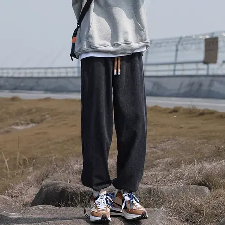 春秋季新款日系直筒宽松工装裤男美式潮流简约时尚阔腿休闲长裤子商品大图