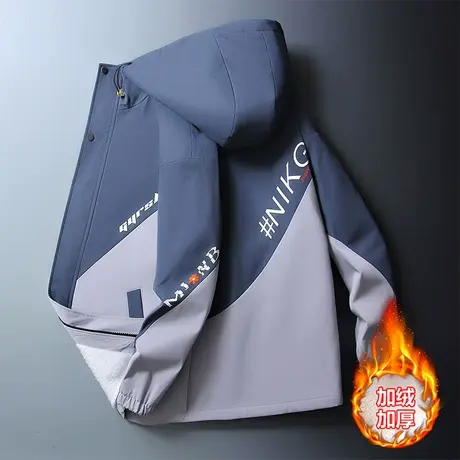 外套男加绒加厚2023秋冬季新款ins潮牌超火工装上衣男士休闲夹克商品大图