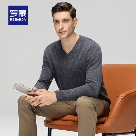 【100%羊毛】罗蒙男士V领针织衫2025秋冬新款加厚百搭舒适毛线衣图片
