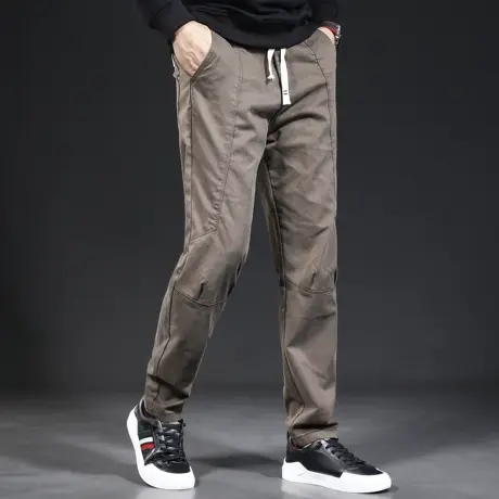 美式男士休闲牛仔裤宽松直筒2023新款春秋季松紧腰潮牌男装裤子图片